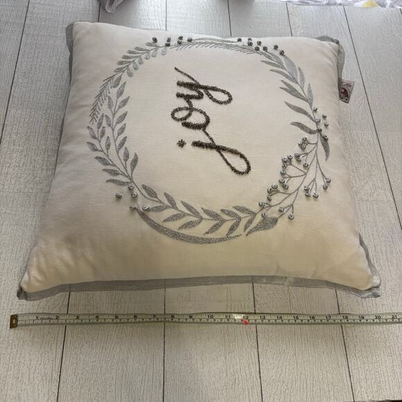 Devi Designs White and Silver Joy Pillow - Picture 8 of 10